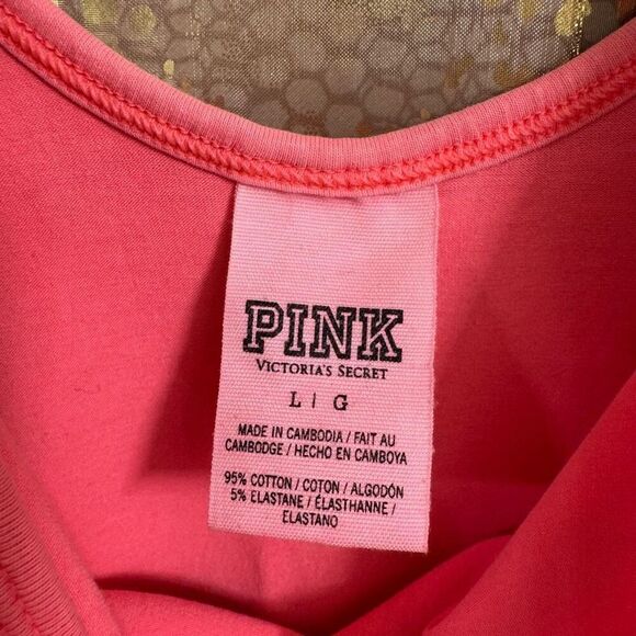 PINK Victorias Secret Bright Neon Pink Tank Stretch Bodycon Mini Dress Large - Picture 5 of 6